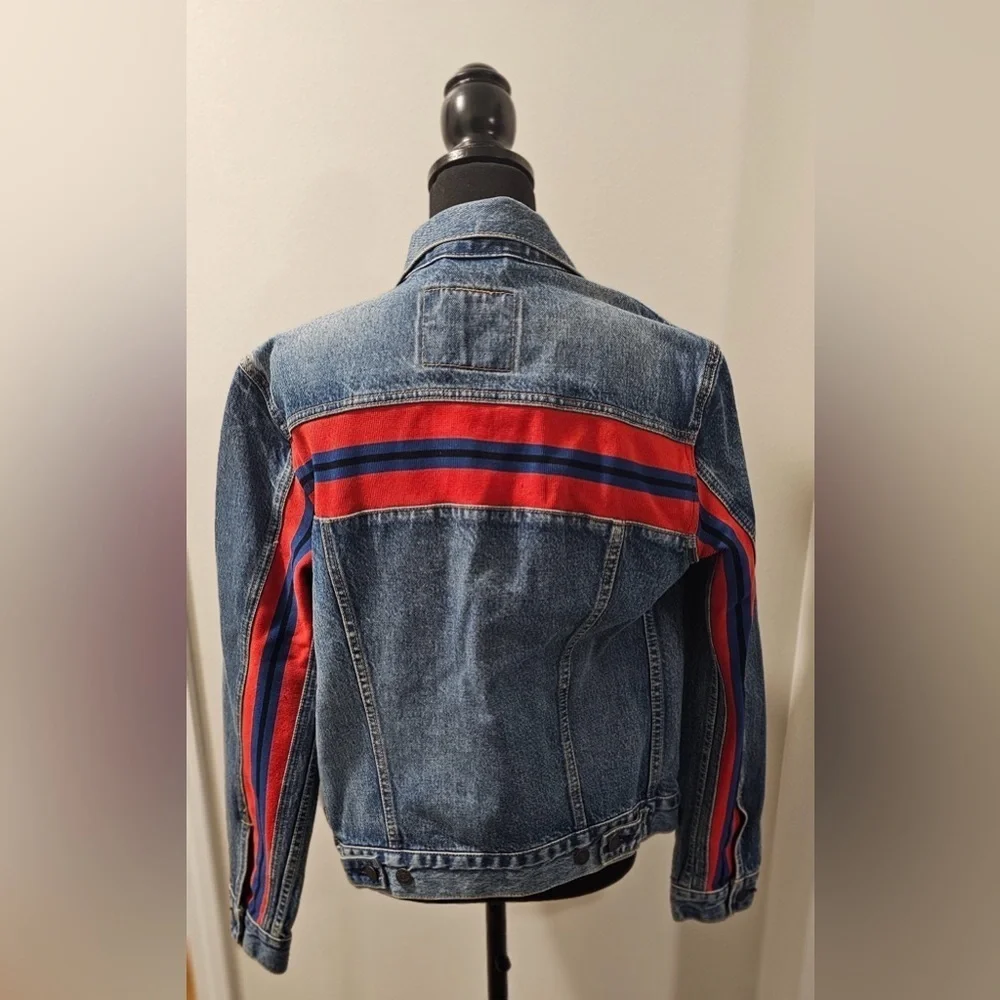 Levi’s Men’s Denim Jacket with Red and Blue Stripe Detail - Size S, NWOT